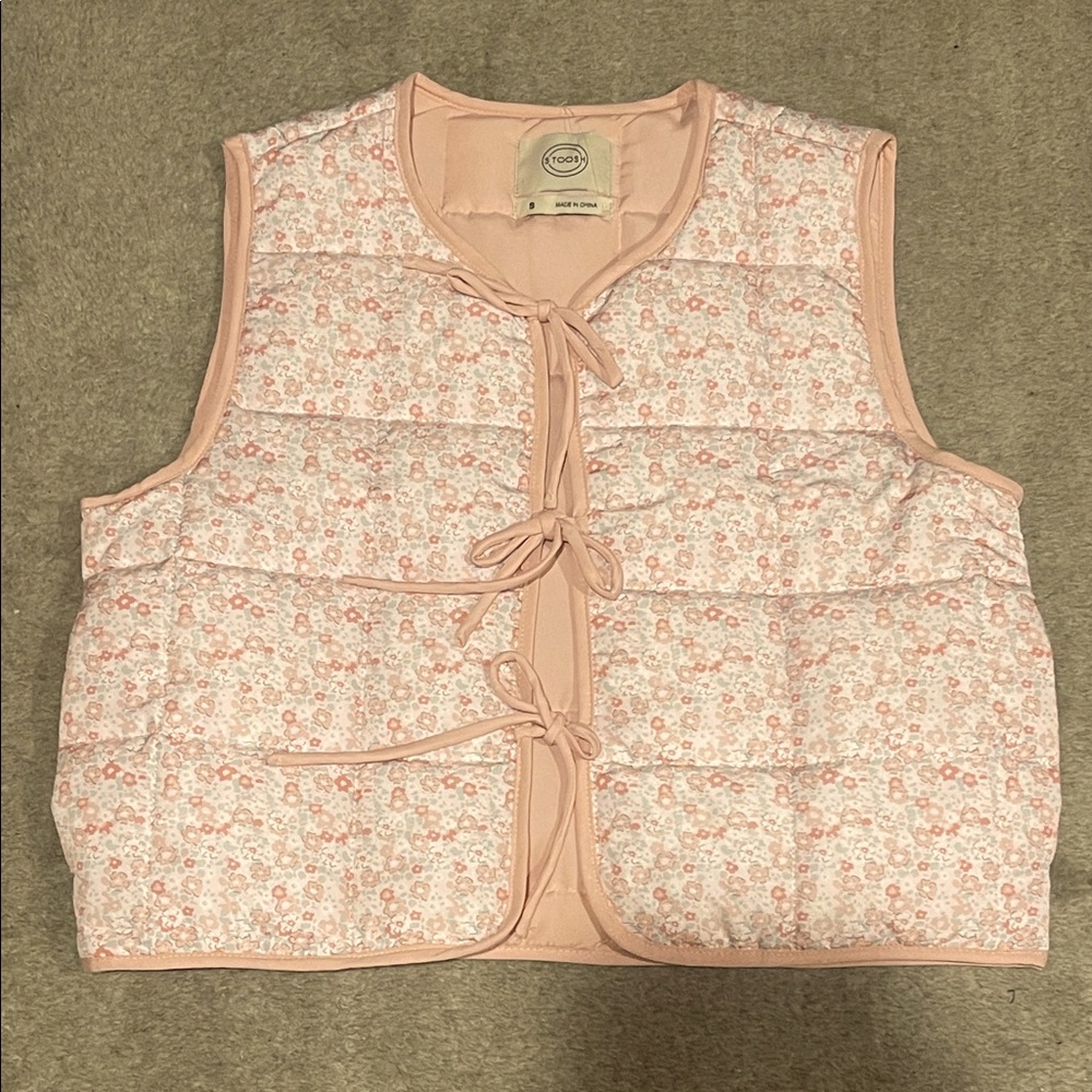 Stoosh Pink Floral Tie-Front Vest S